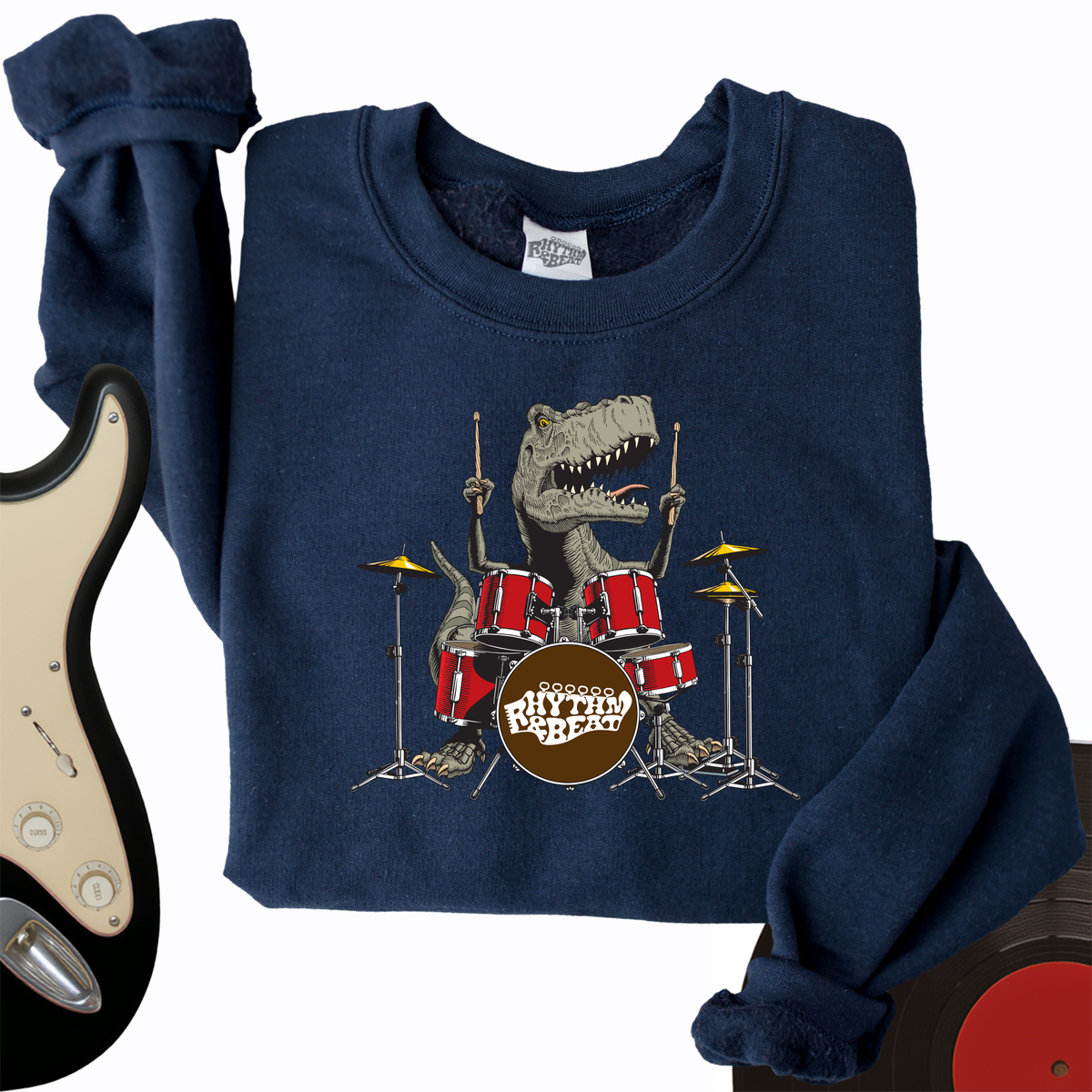 T-Rex Playing Drums Crewneck product image 2