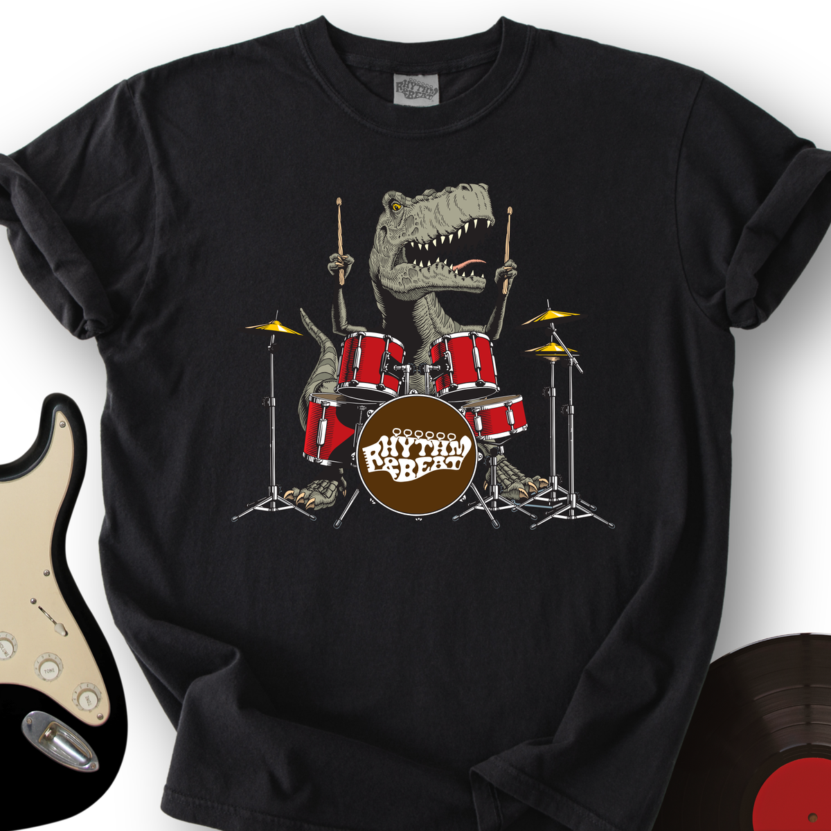 T-Rex Playing Drums T-Shirt product image 6
