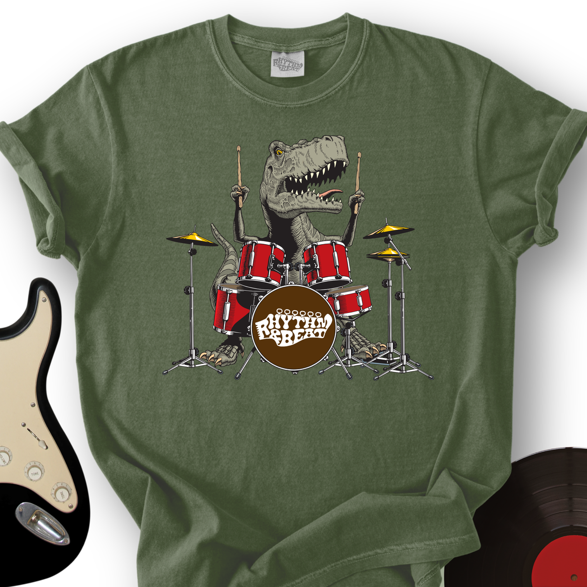 T-Rex Playing Drums T-Shirt product image 7