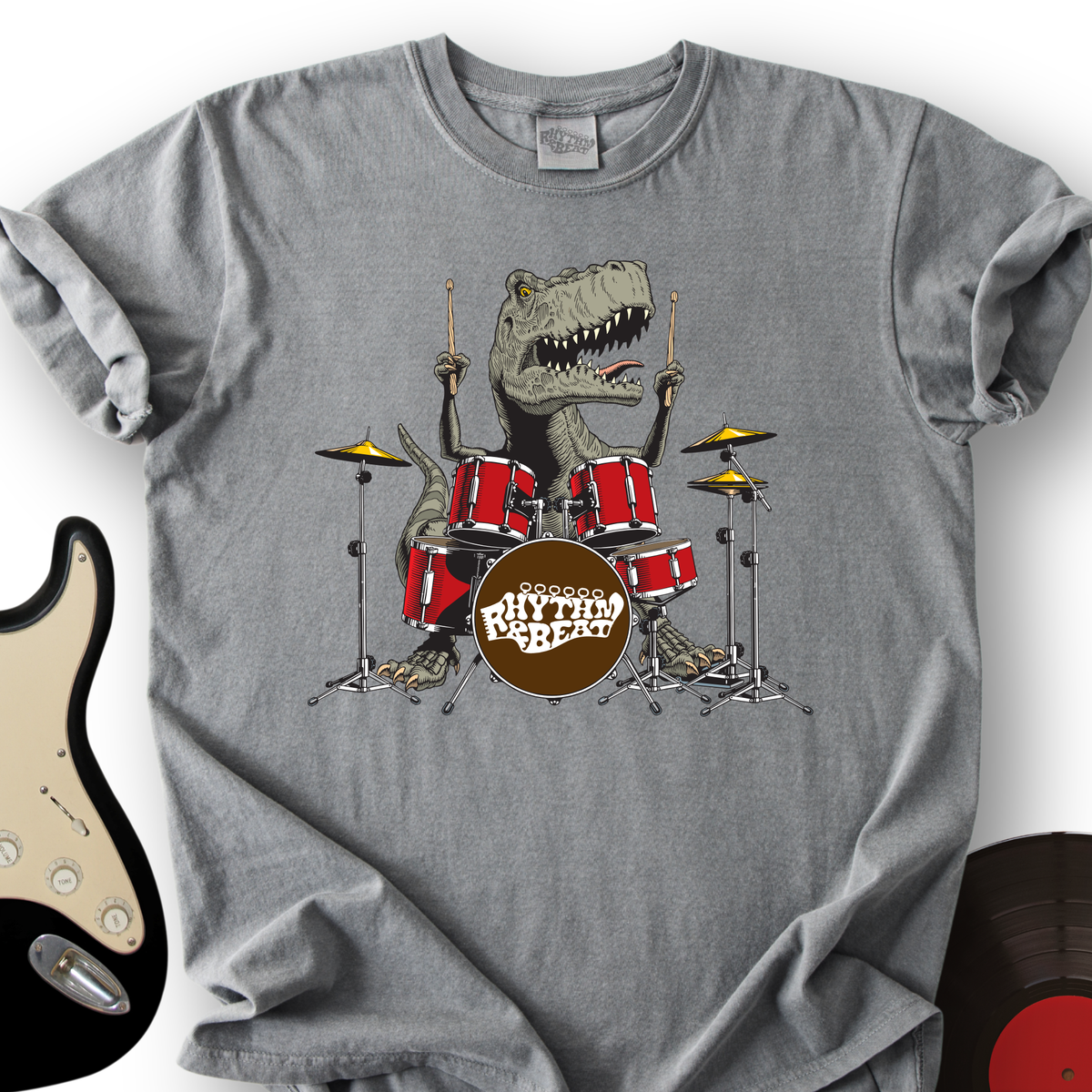 T-Rex Playing Drums T-Shirt product image 5