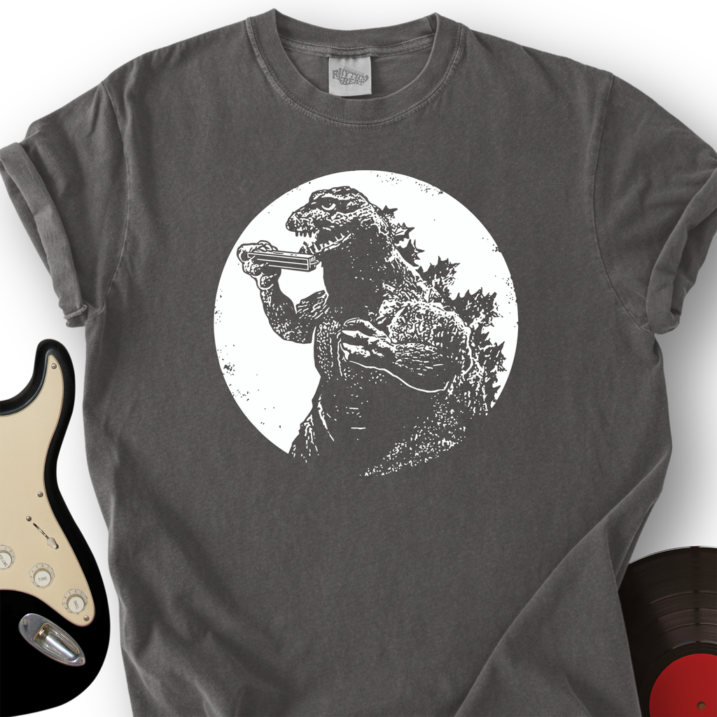 Dinosaur Playing Harmonica T-Shirt product image 3