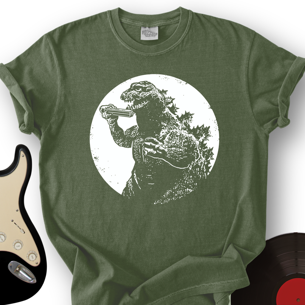 Dinosaur Playing Harmonica T-Shirt product image 5