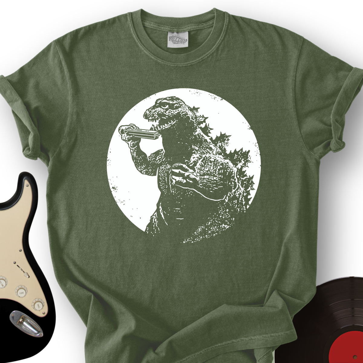 Dinosaur Playing Harmonica T-Shirt product image 5