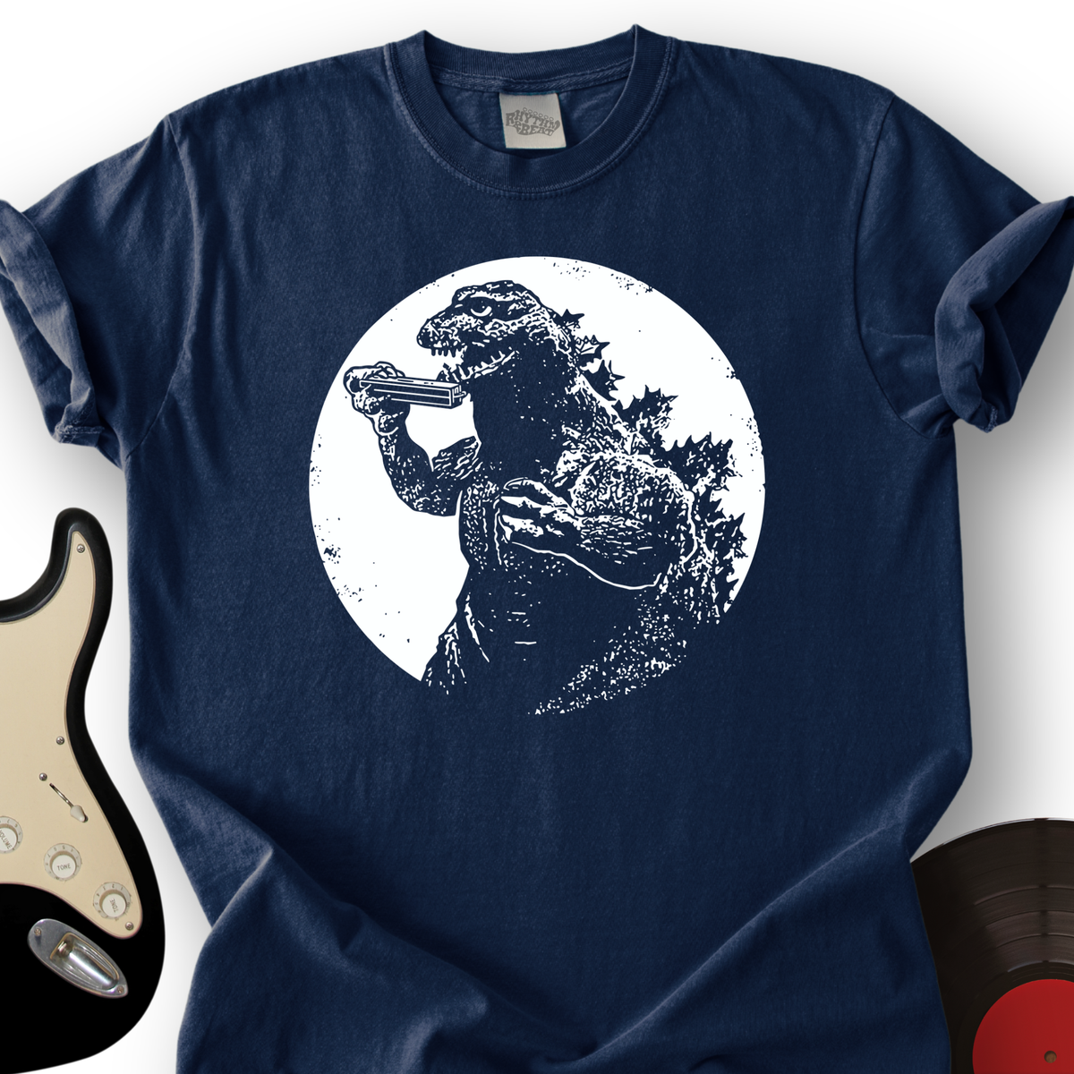 Dinosaur Playing Harmonica T-Shirt product image 4