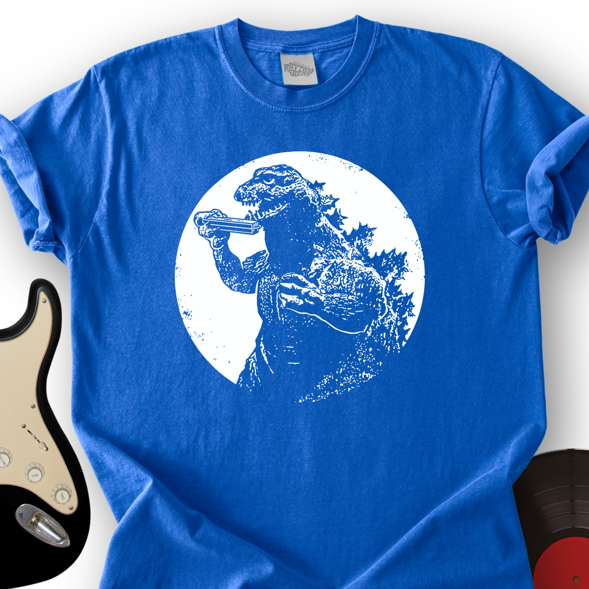 Dinosaur Playing Harmonica T-Shirt product image 2