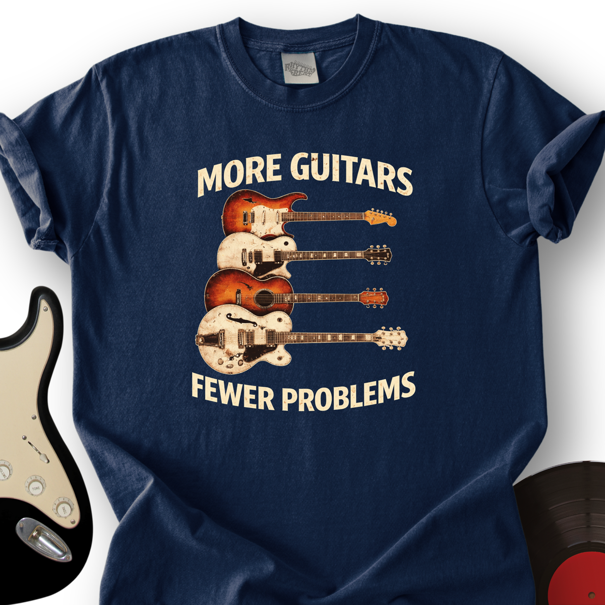 More Guitars Fewer Problems T-Shirt product image 3