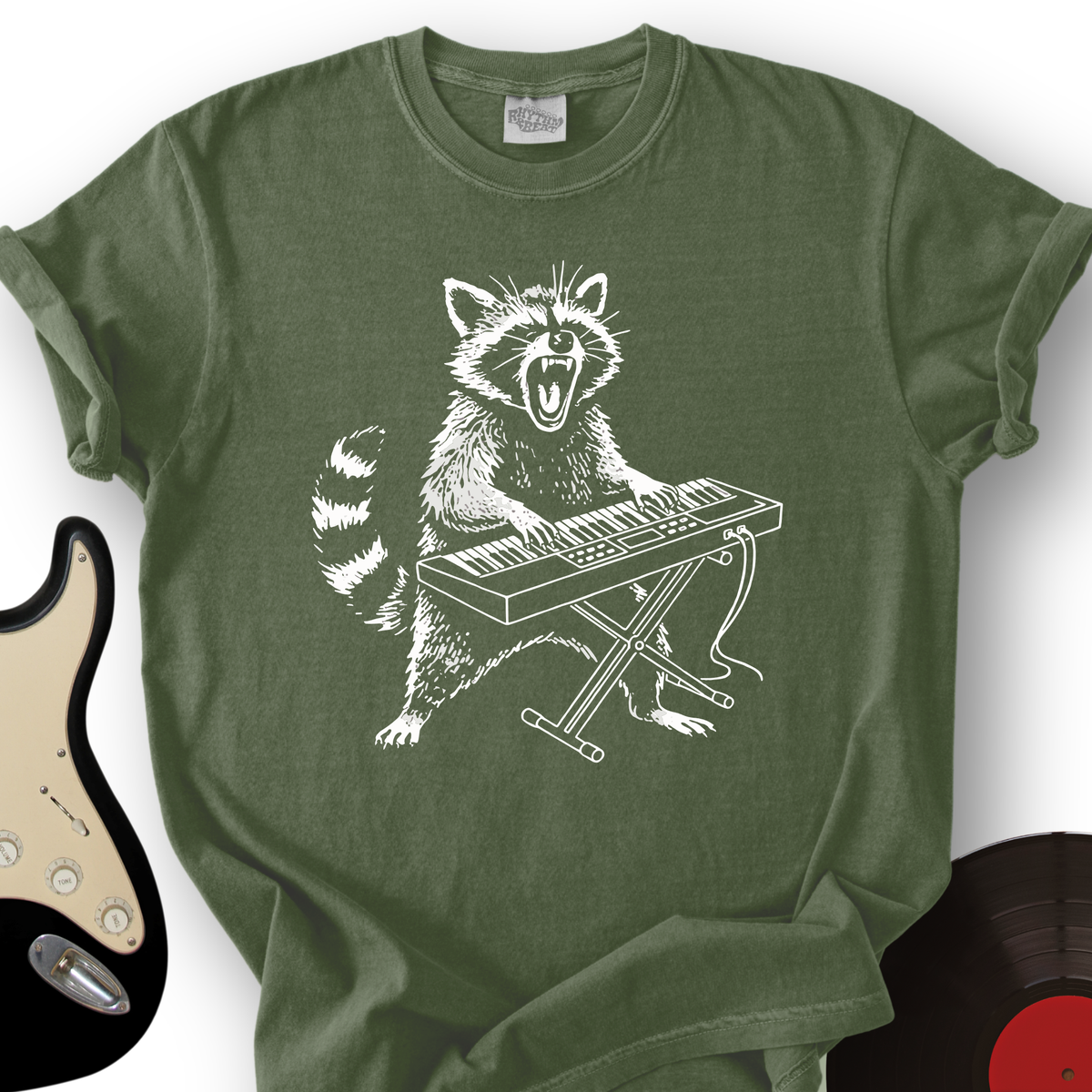Raccoon Playing Keyboard T-Shirt product image 5