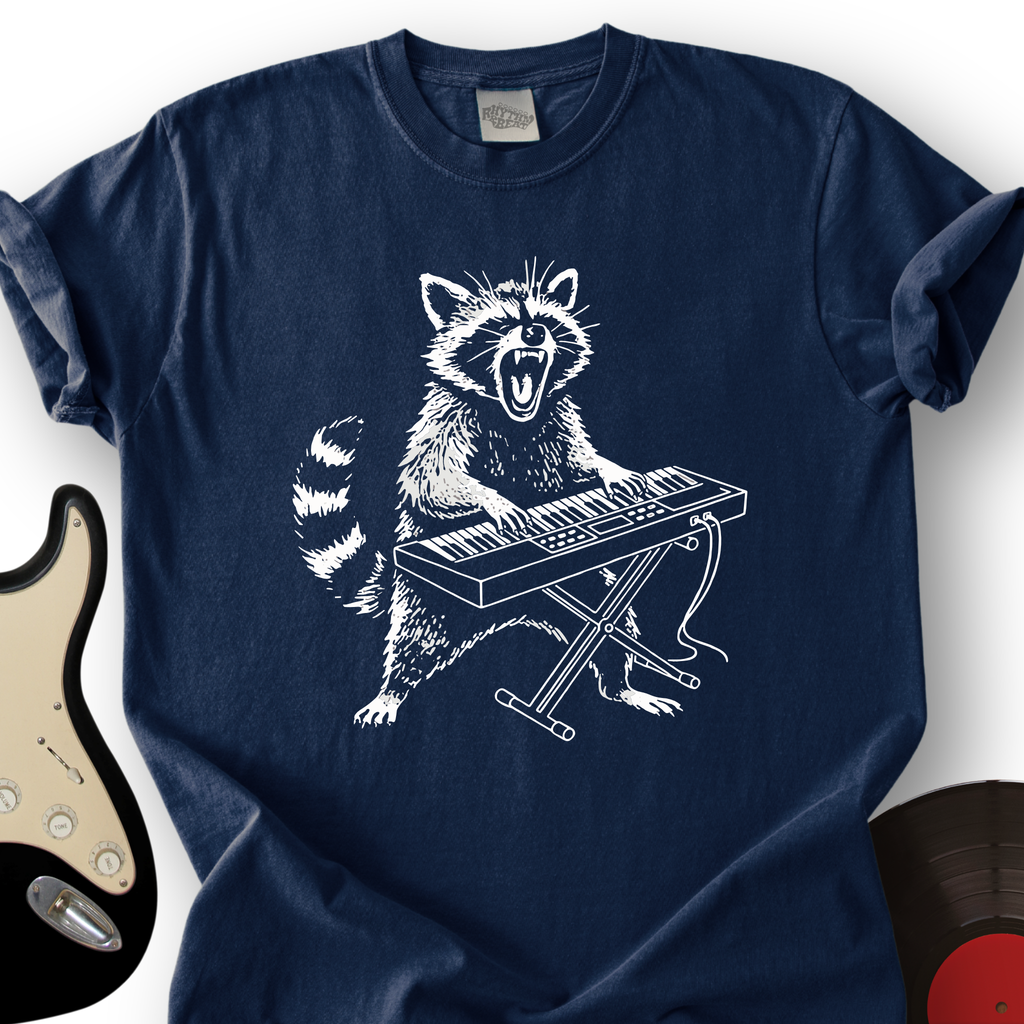Raccoon Playing Keyboard T-Shirt product image 2