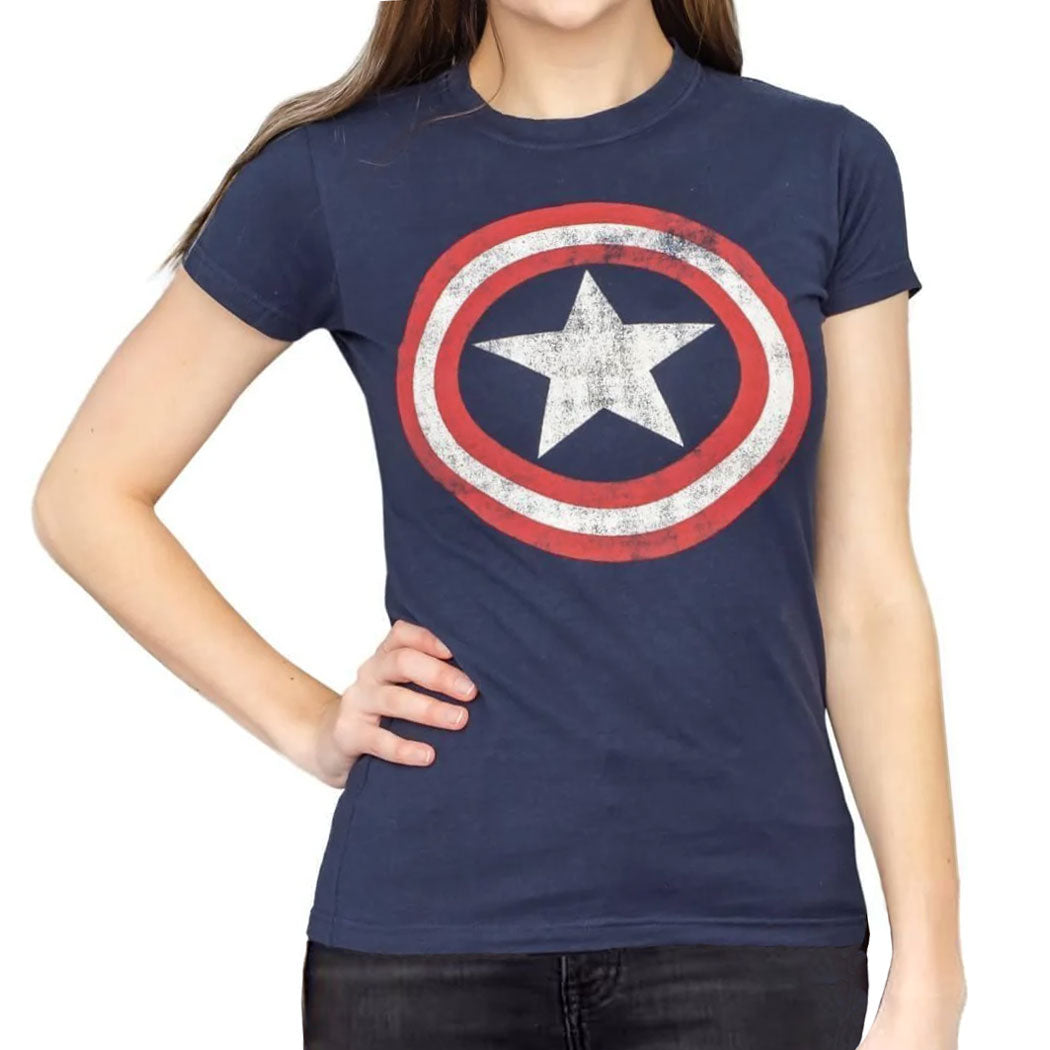 Captain America Distressed Logo Junior T-Shirt product image 1