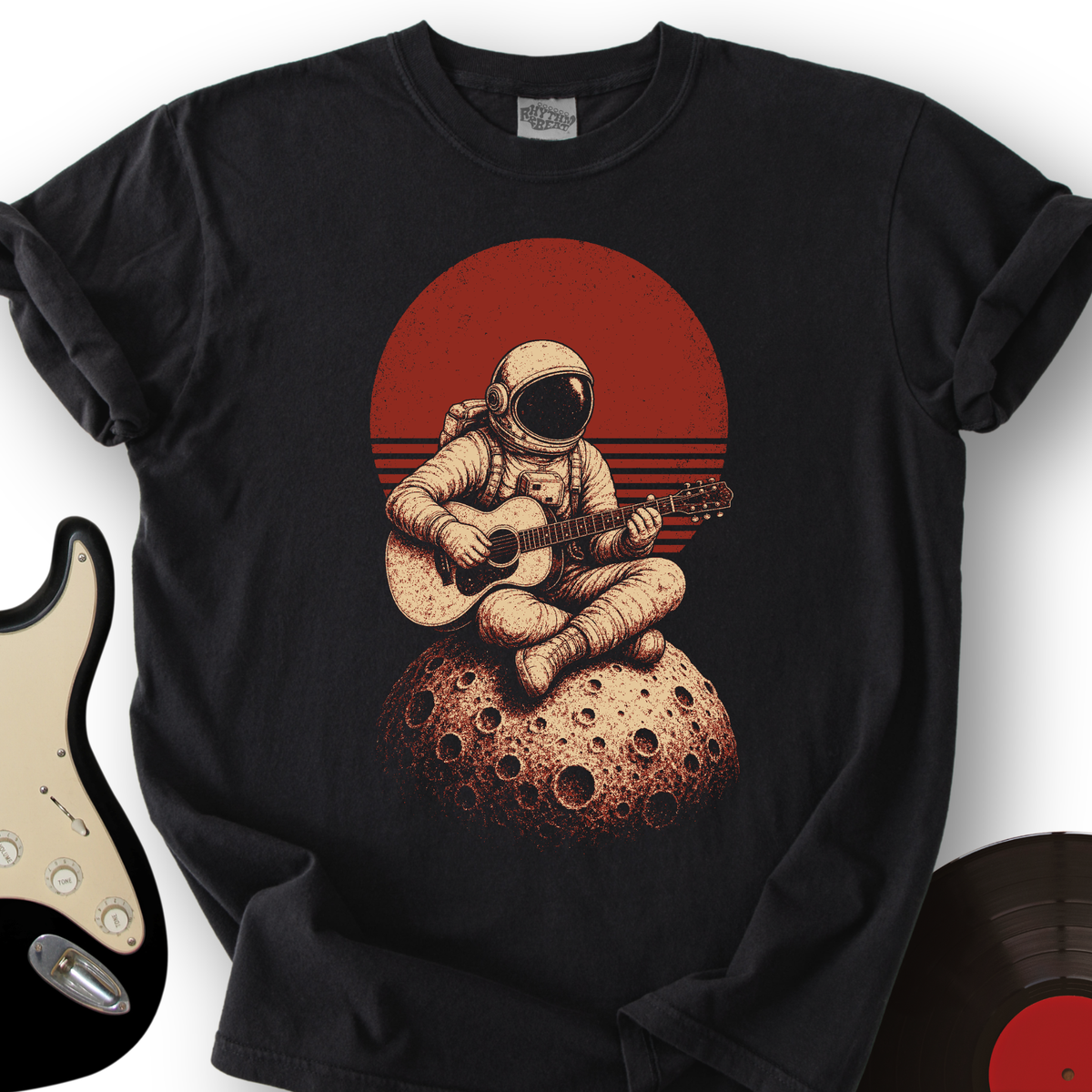 Astronaut Moon Guitar T-Shirt product image 4