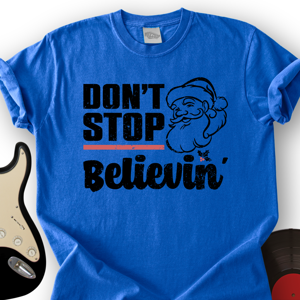 Don't Stop Believing Santa T-Shirt product image 2