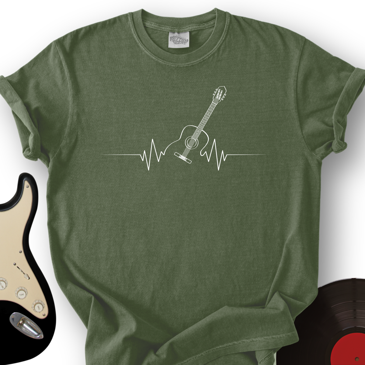 Acoustic Guitar Heart Beat T-Shirt product image 5