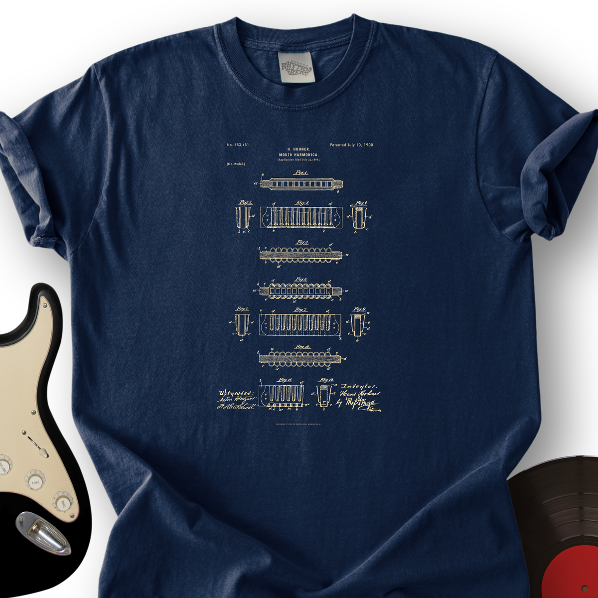 Harmonica Patent T-Shirt product image 3