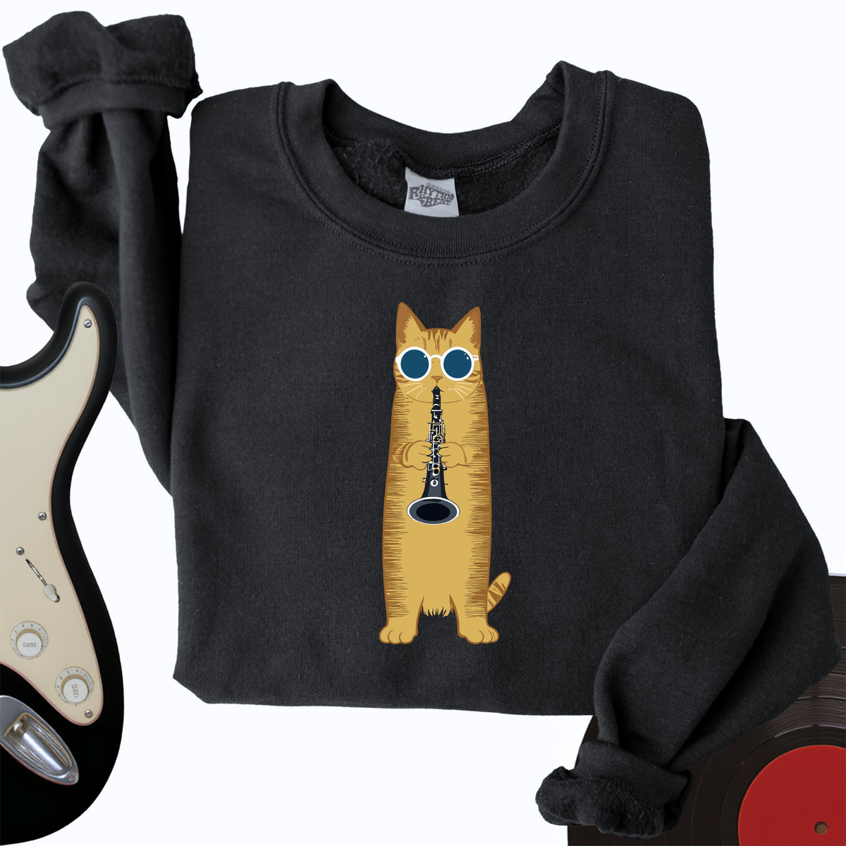 Cat Playing The Clarinet Crewneck product image 1