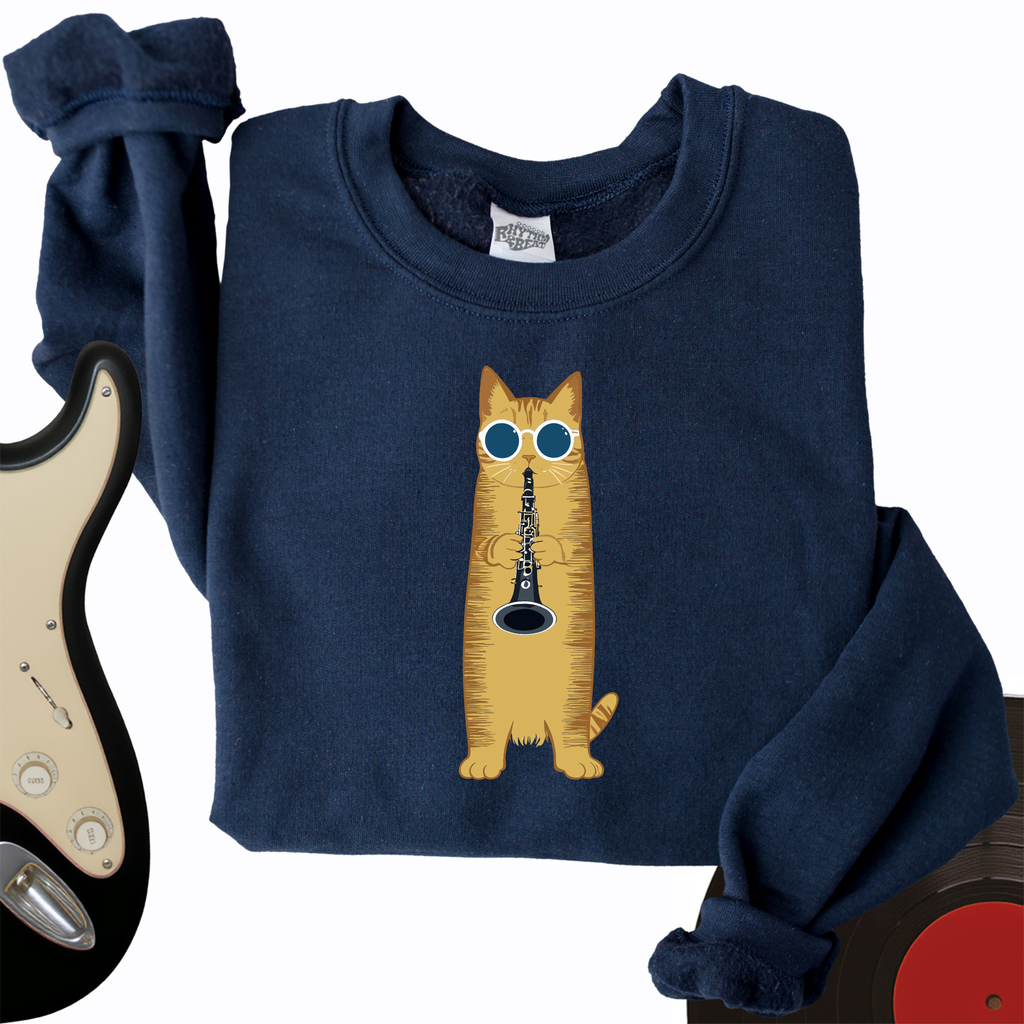 Cat Playing The Clarinet Crewneck product image 3