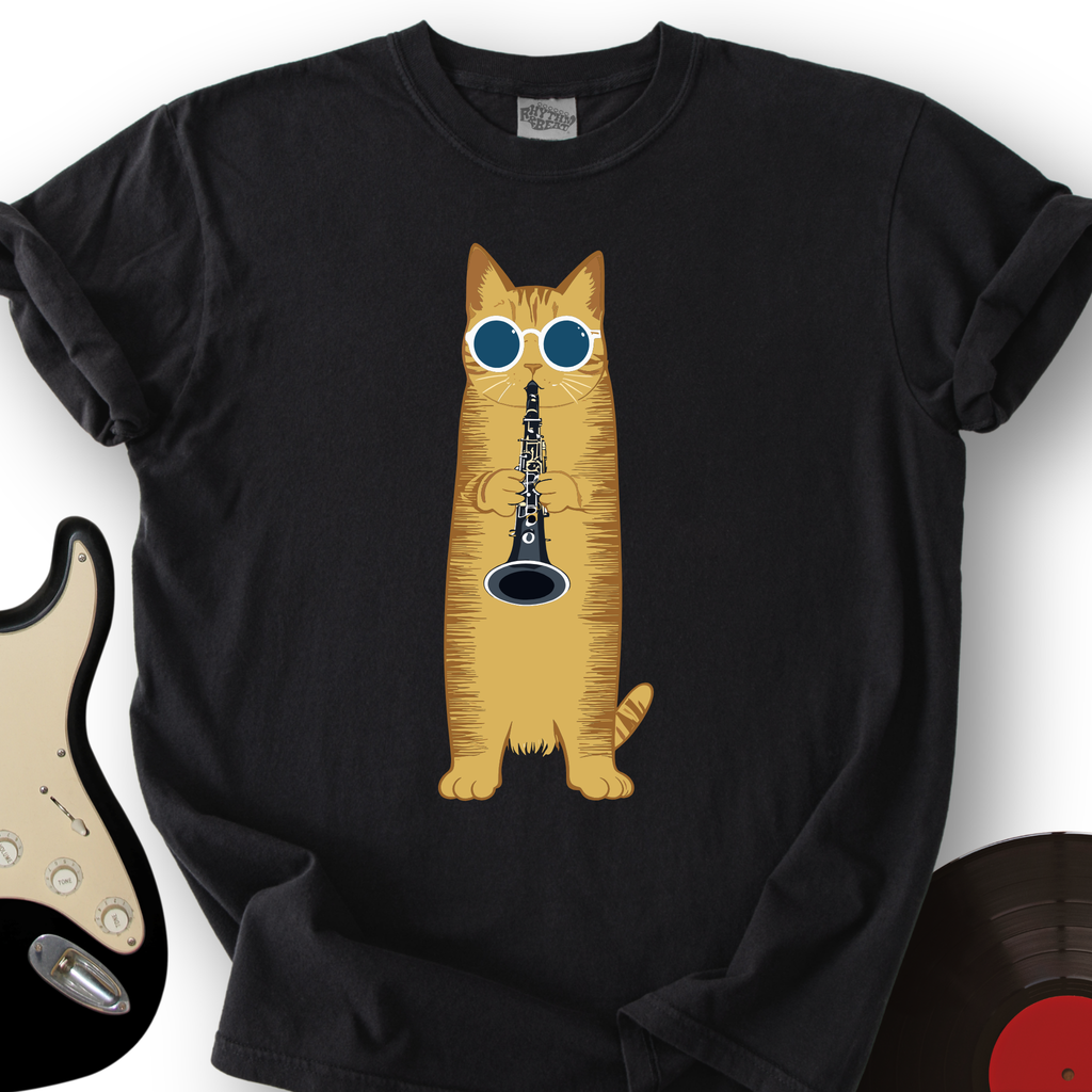 Cat Playing The Clarinet T-Shirt product image 5