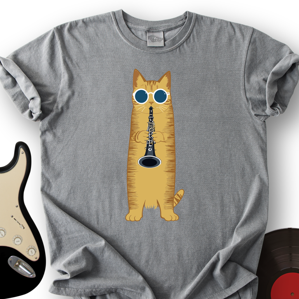 Cat Playing The Clarinet T-Shirt product image 3