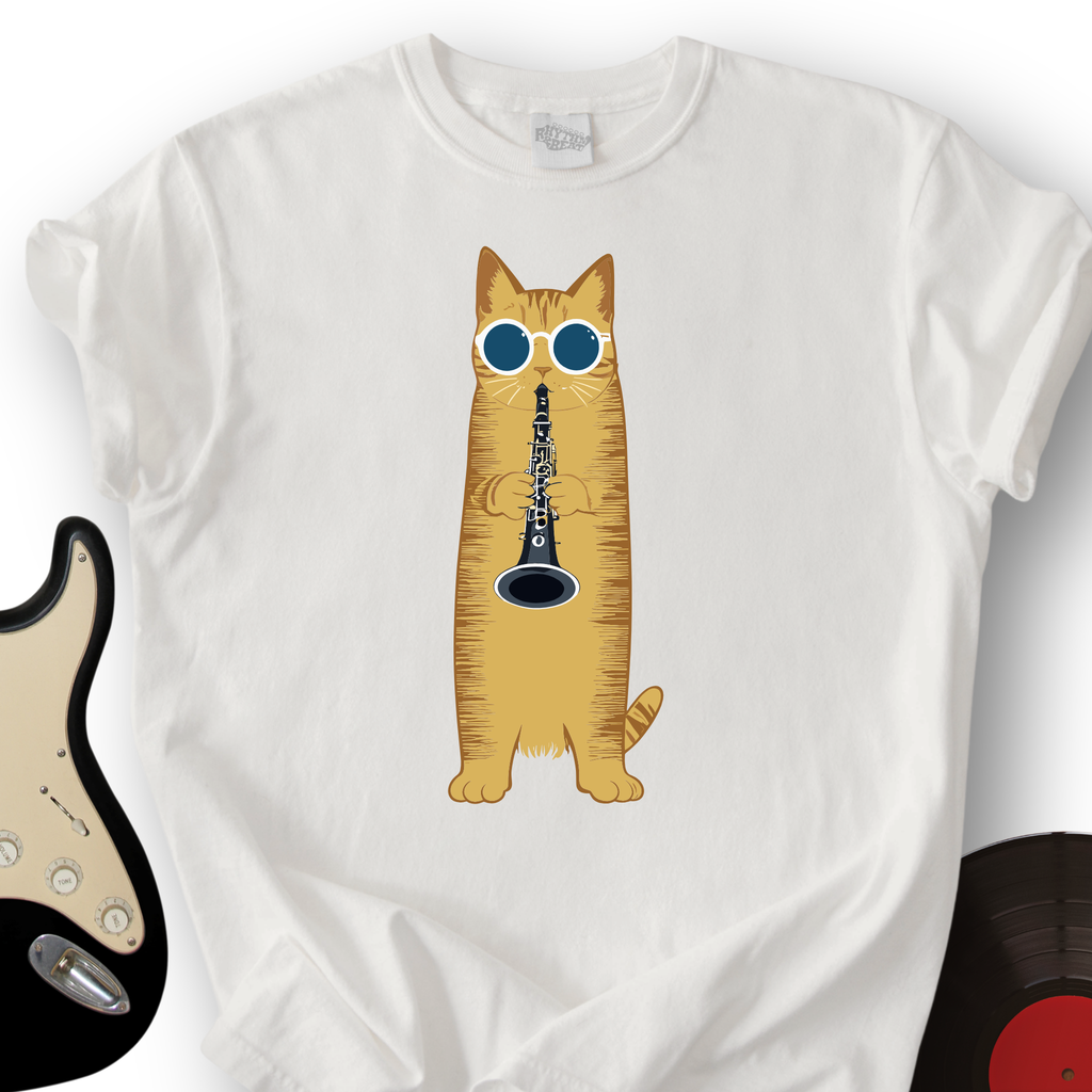 Cat Playing The Clarinet T-Shirt product image 4
