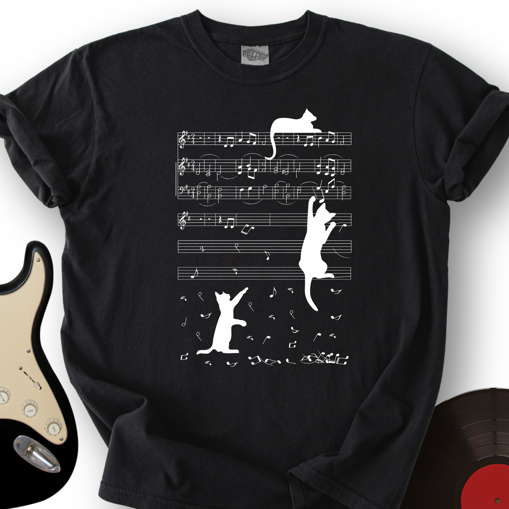 Climbing Cat On Musical Note T-Shirt product image 5