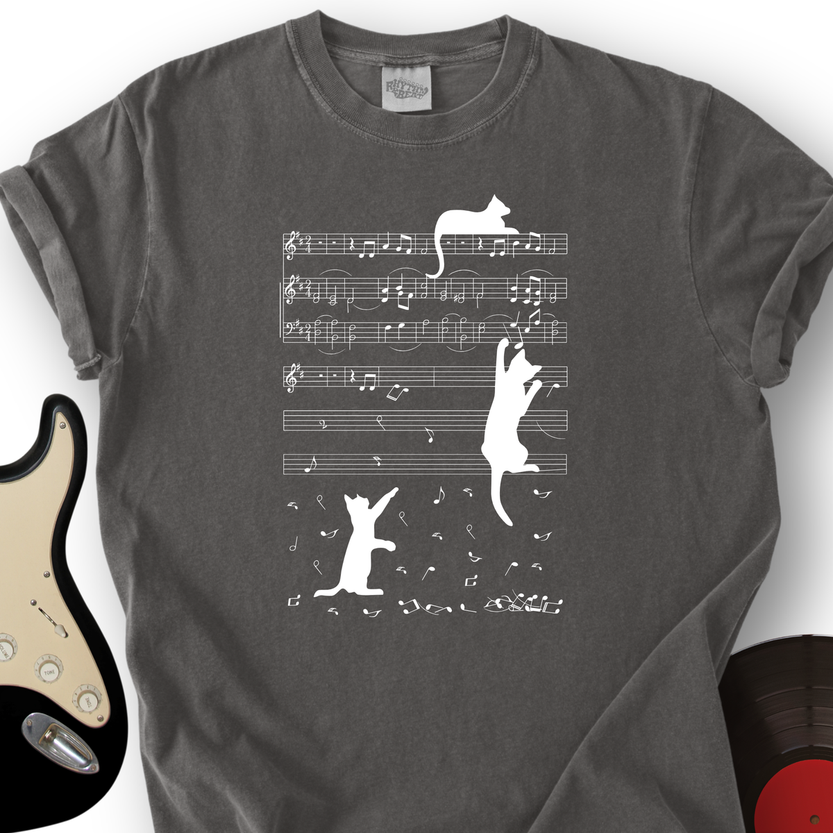 Climbing Cat On Musical Note T-Shirt product image 7