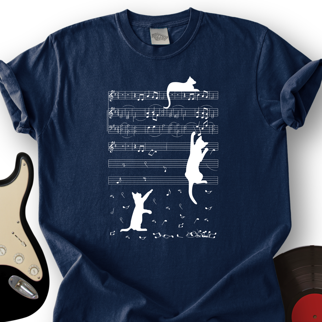 Climbing Cat On Musical Note T-Shirt product image 1