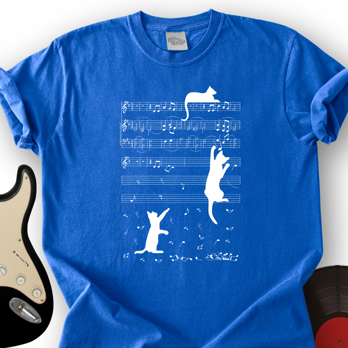 Climbing Cat On Musical Note T-Shirt product image 2