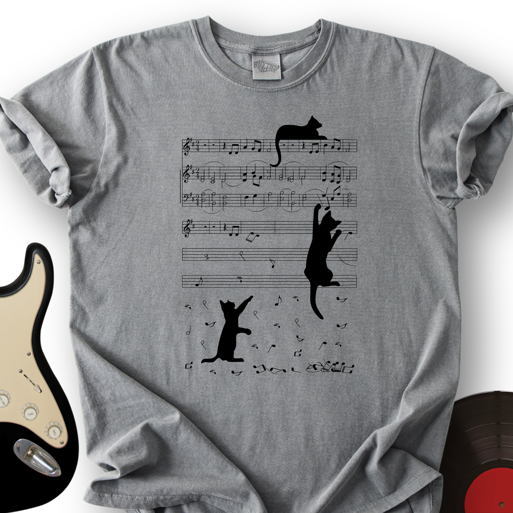Climbing Cat On Musical Note T-Shirt product image 3