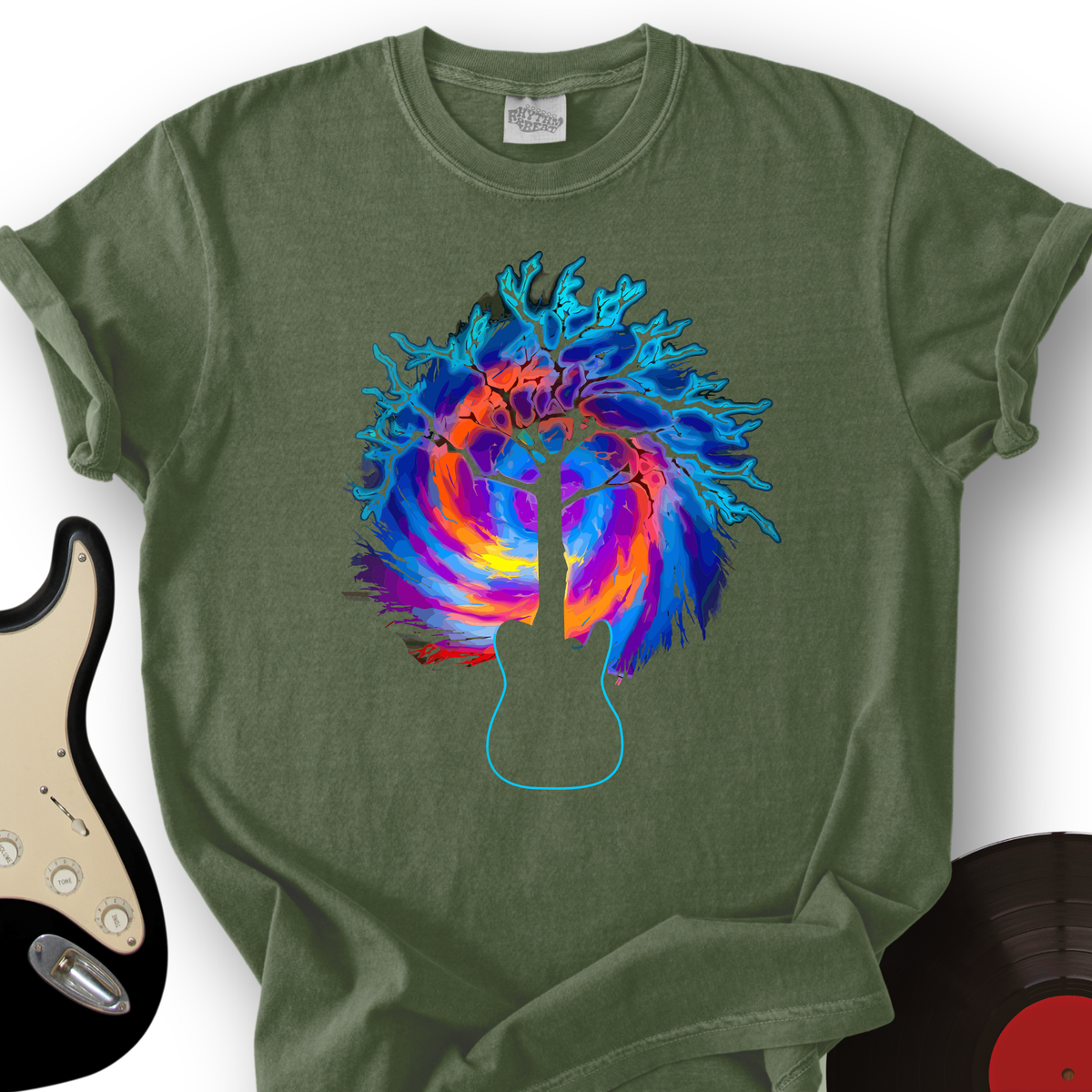 Psychedelic Tree Guitar T-Shirt product image 5