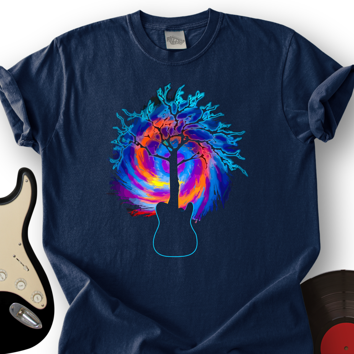 Psychedelic Tree Guitar T-Shirt product image 2