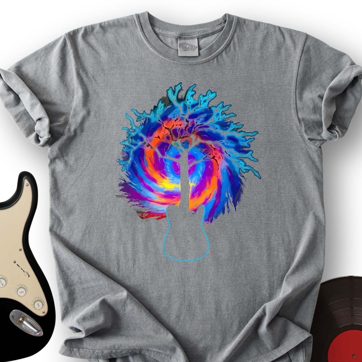 Psychedelic Tree Guitar T-Shirt product image 3