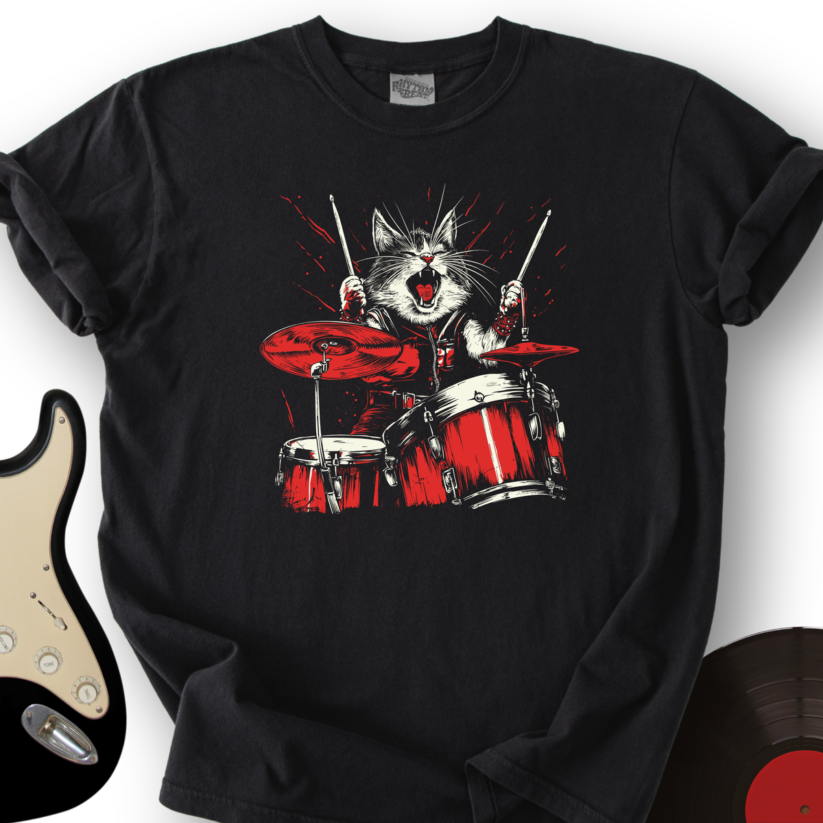 Cat Playing Drums T-Shirt product image 7