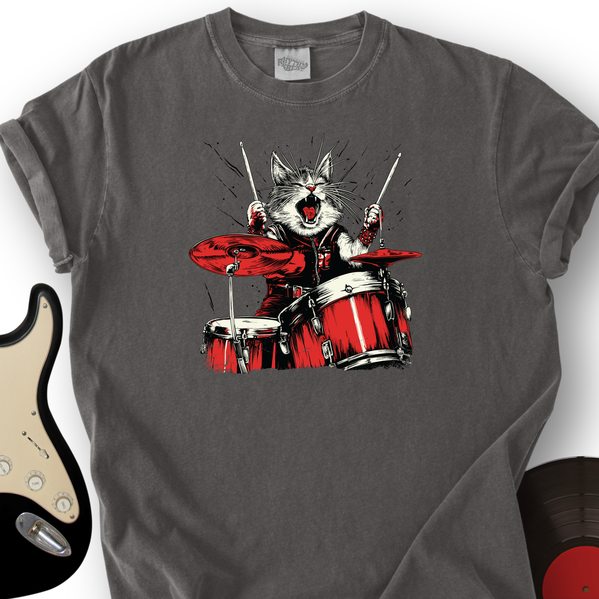 Cat Playing Drums T-Shirt product image 2