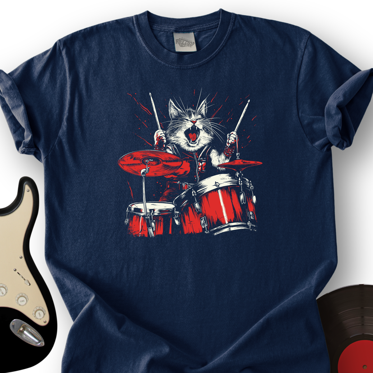 Cat Playing Drums T-Shirt product image 3