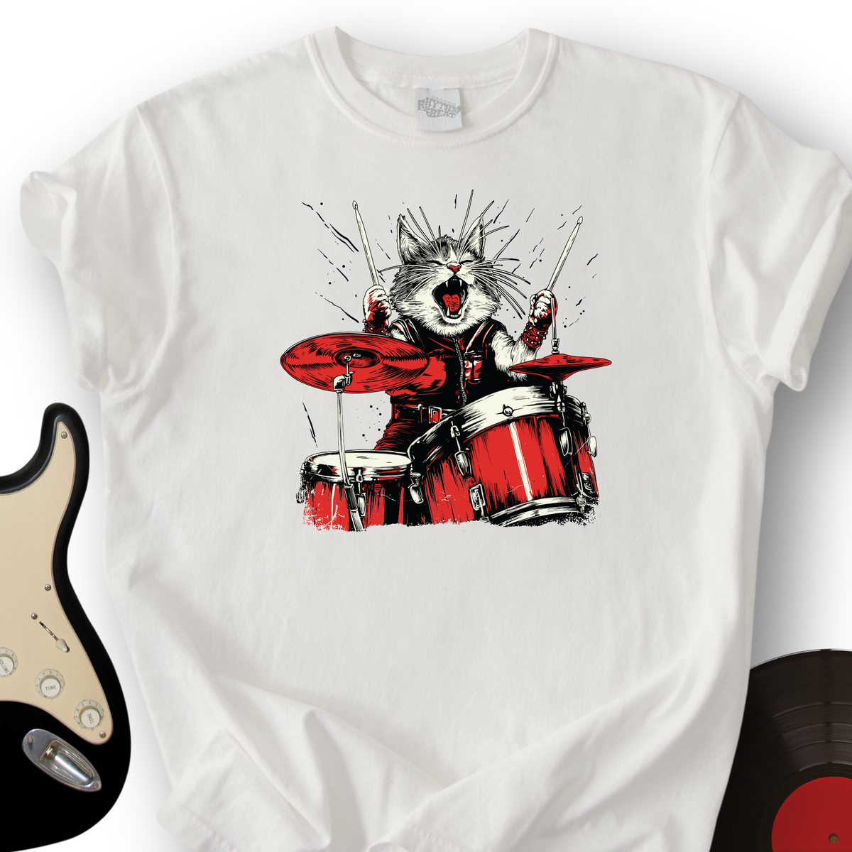 Cat Playing Drums T-Shirt product image 6