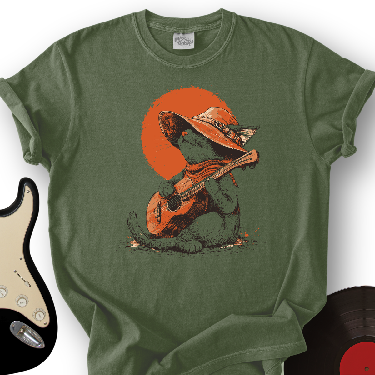 Peaceful Cat Acoustic Guitar T-Shirt product image 6