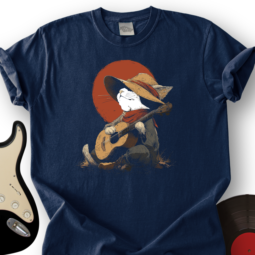 Peaceful Cat Acoustic Guitar T-Shirt product image 3
