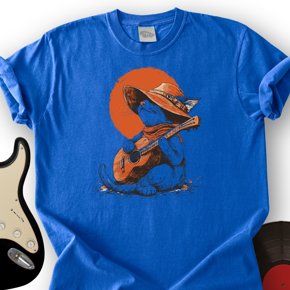 Peaceful Cat Acoustic Guitar T-Shirt product image 4
