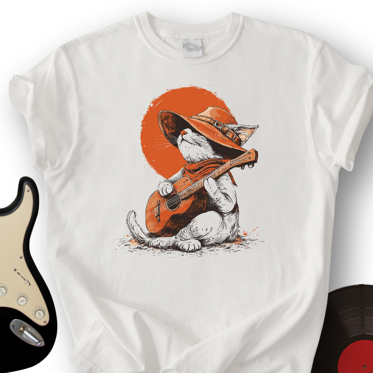 Peaceful Cat Acoustic Guitar T-Shirt product image 2