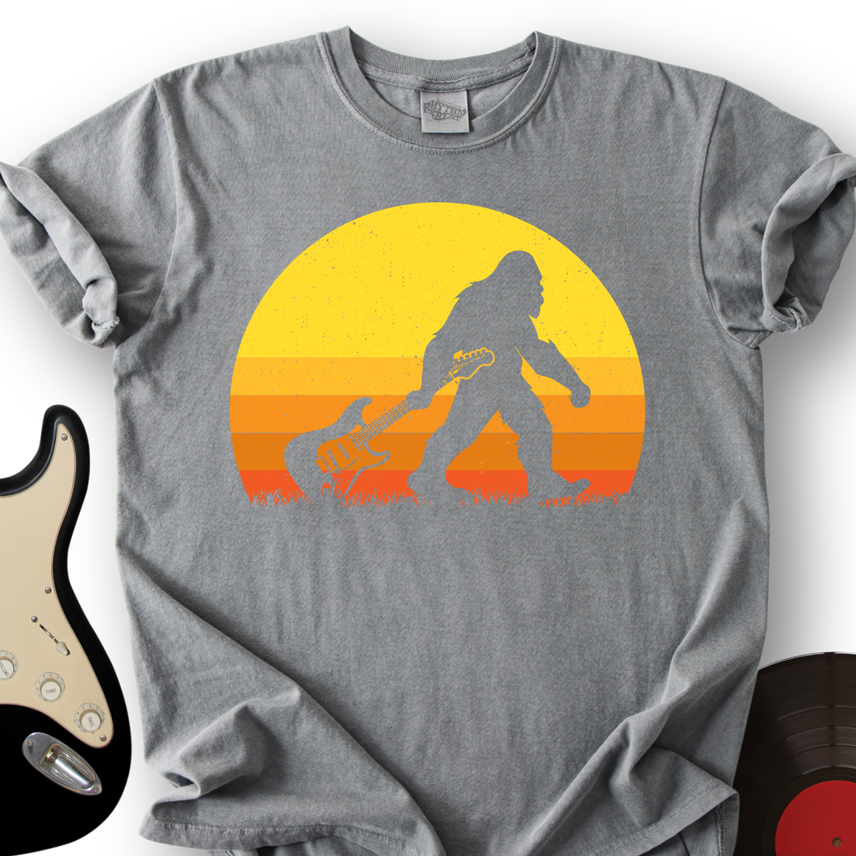 Bigfoot Dragging Guitar T-Shirt product image 5