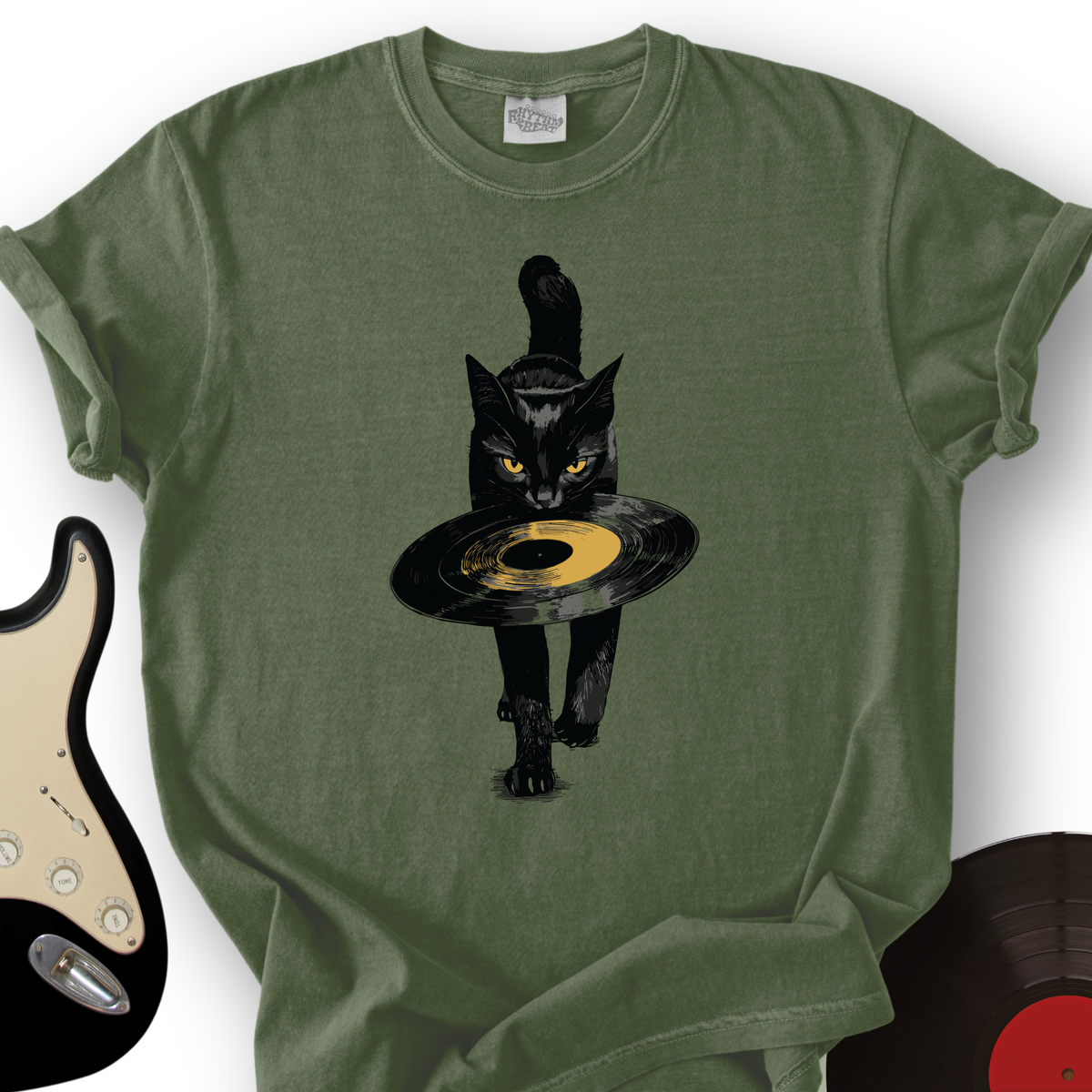 Black Cat Vinyl T-Shirt product image 7