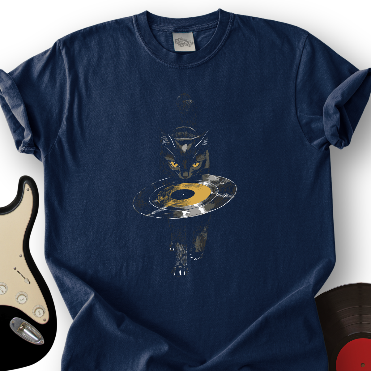 Black Cat Vinyl T-Shirt product image 4