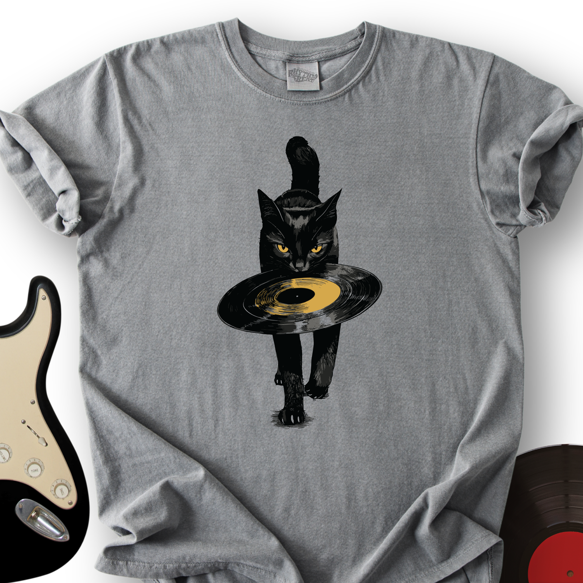 Black Cat Vinyl T-Shirt product image 1