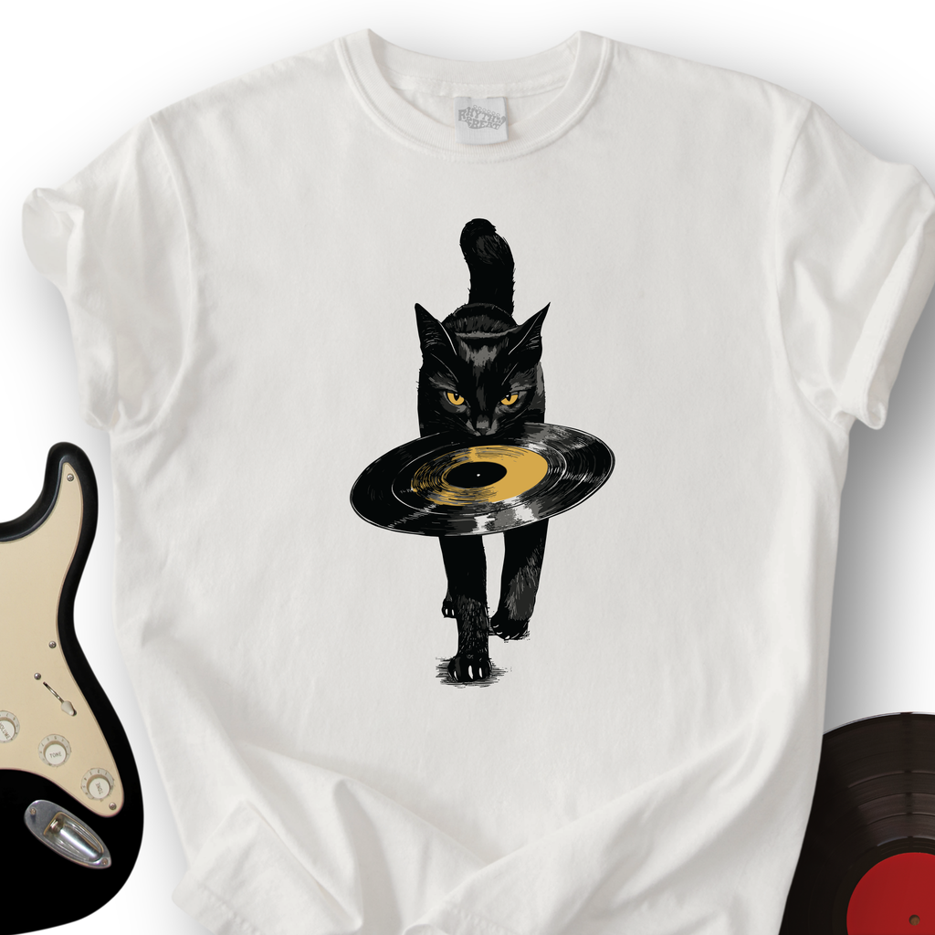 Black Cat Vinyl T-Shirt product image 2