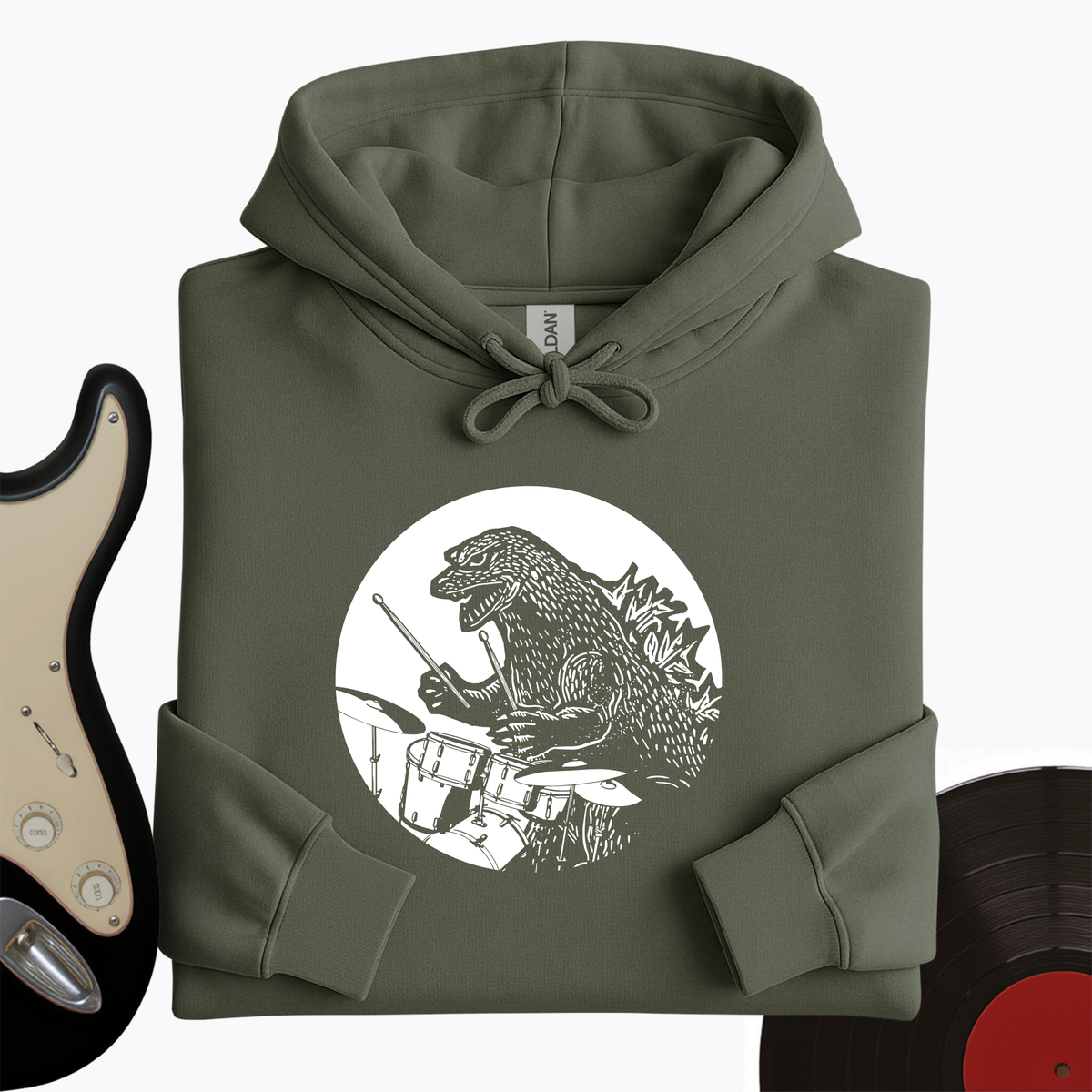 Dino Playing Drums Hoodie product image 1