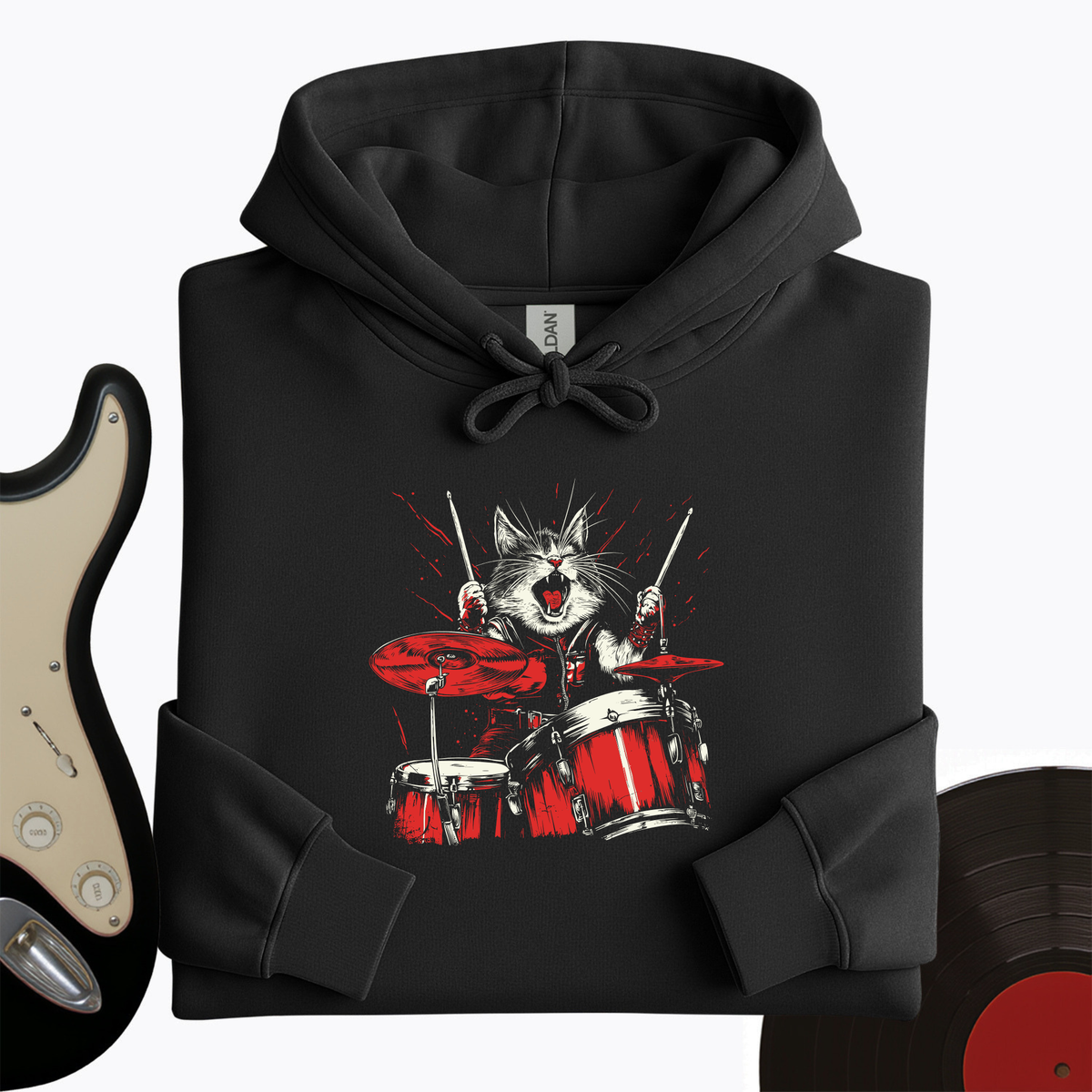 Cat Playing Drums Hoodie product image 7