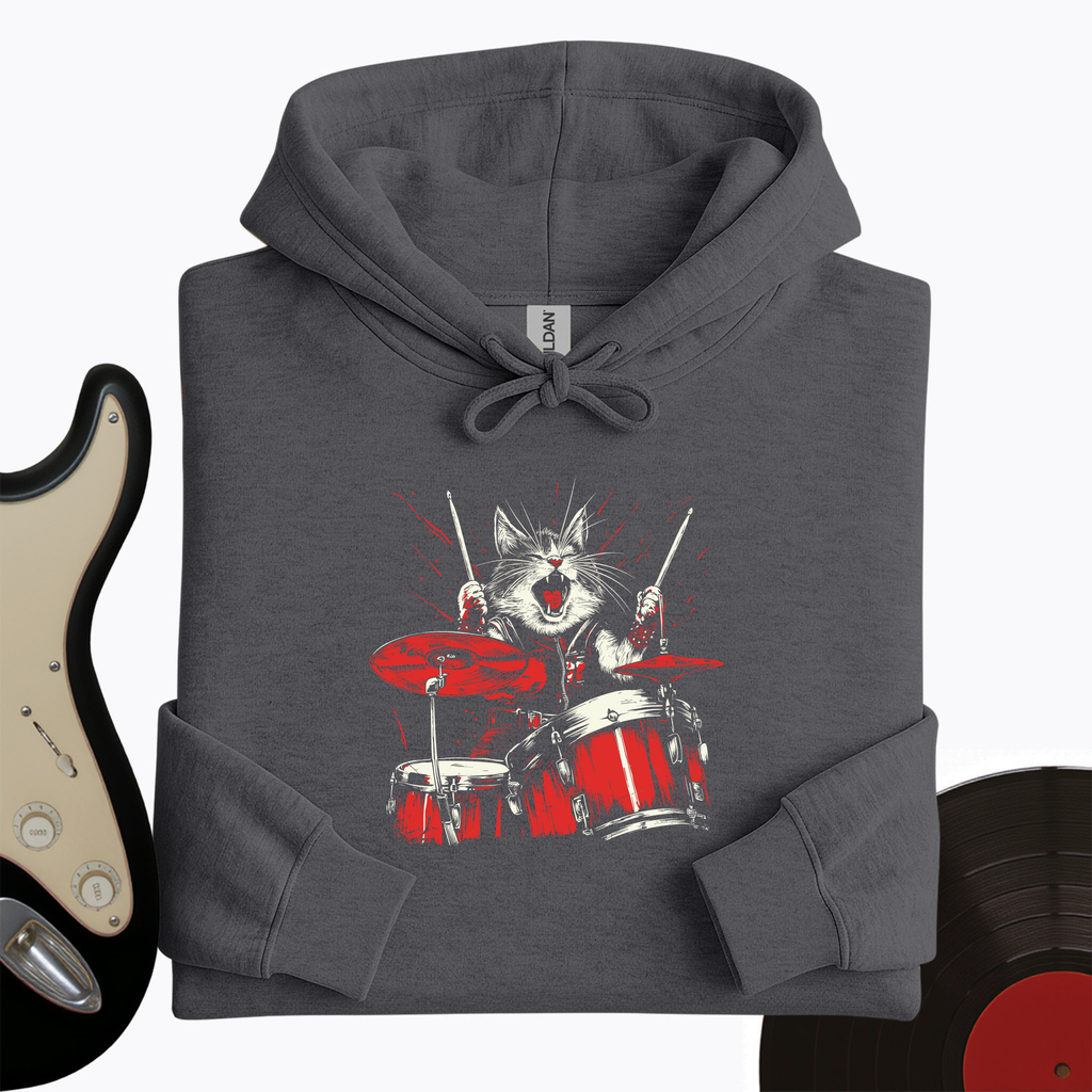 Cat Playing Drums Hoodie product image 3