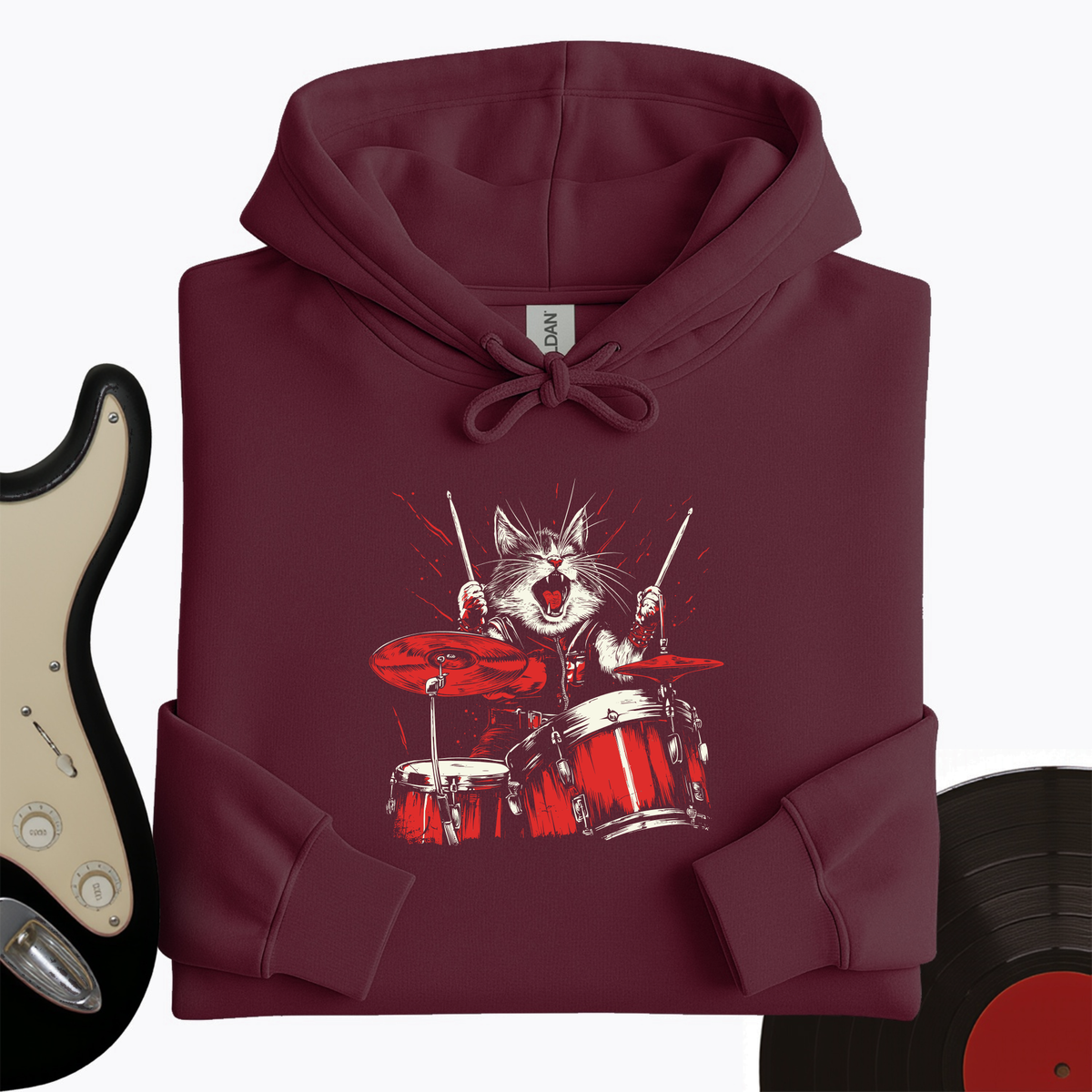 Cat Playing Drums Hoodie product image 2