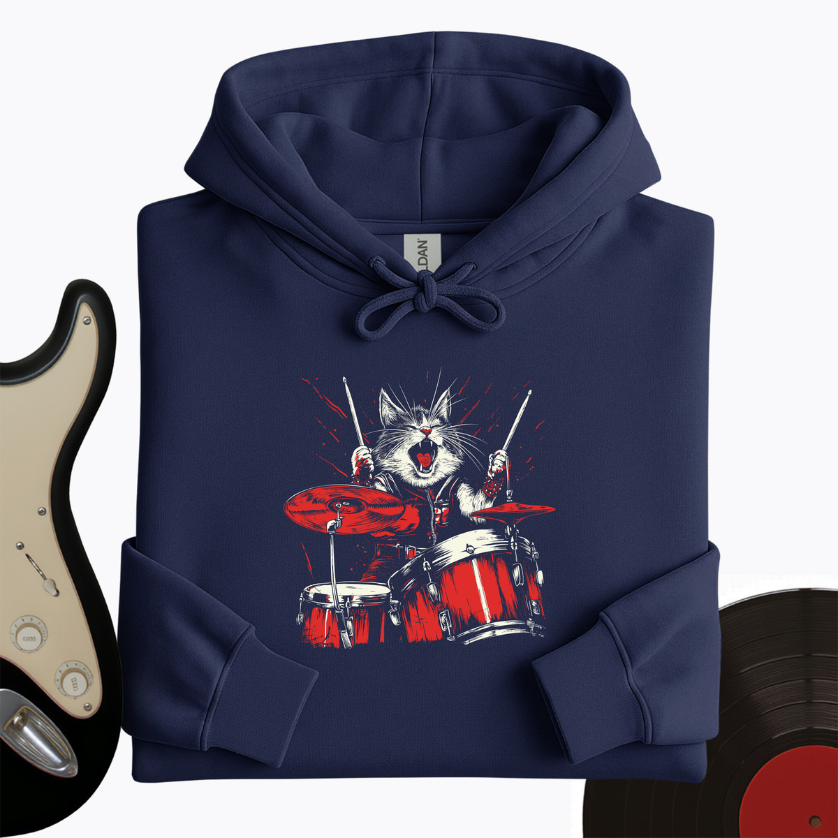 Cat Playing Drums Hoodie product image 4