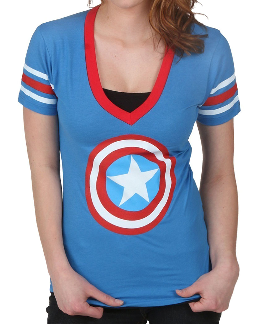 Captain America Shield Junior V-Neck Shirt product image 1