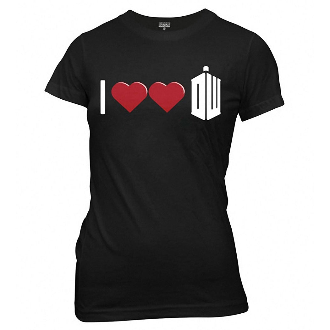 Doctor Who Double Heart Ladies Junior T-Shirt product image 1